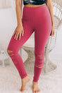 Rose Red Cut-out Skinny High Waist Leggings - V.I.P Digital Presence