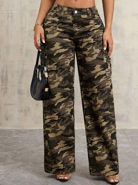 Camouflage Wide Leg Jeans - V.I.P Digital Presence