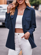 Casual and fashionable double pocket loose long sleeved solid color shirt - V.I.P Digital Presence