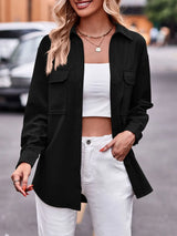 Casual and fashionable double pocket loose long sleeved solid color shirt - V.I.P Digital Presence
