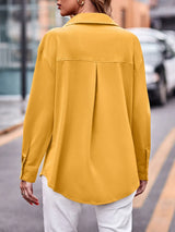 Casual and fashionable double pocket loose long sleeved solid color shirt - V.I.P Digital Presence