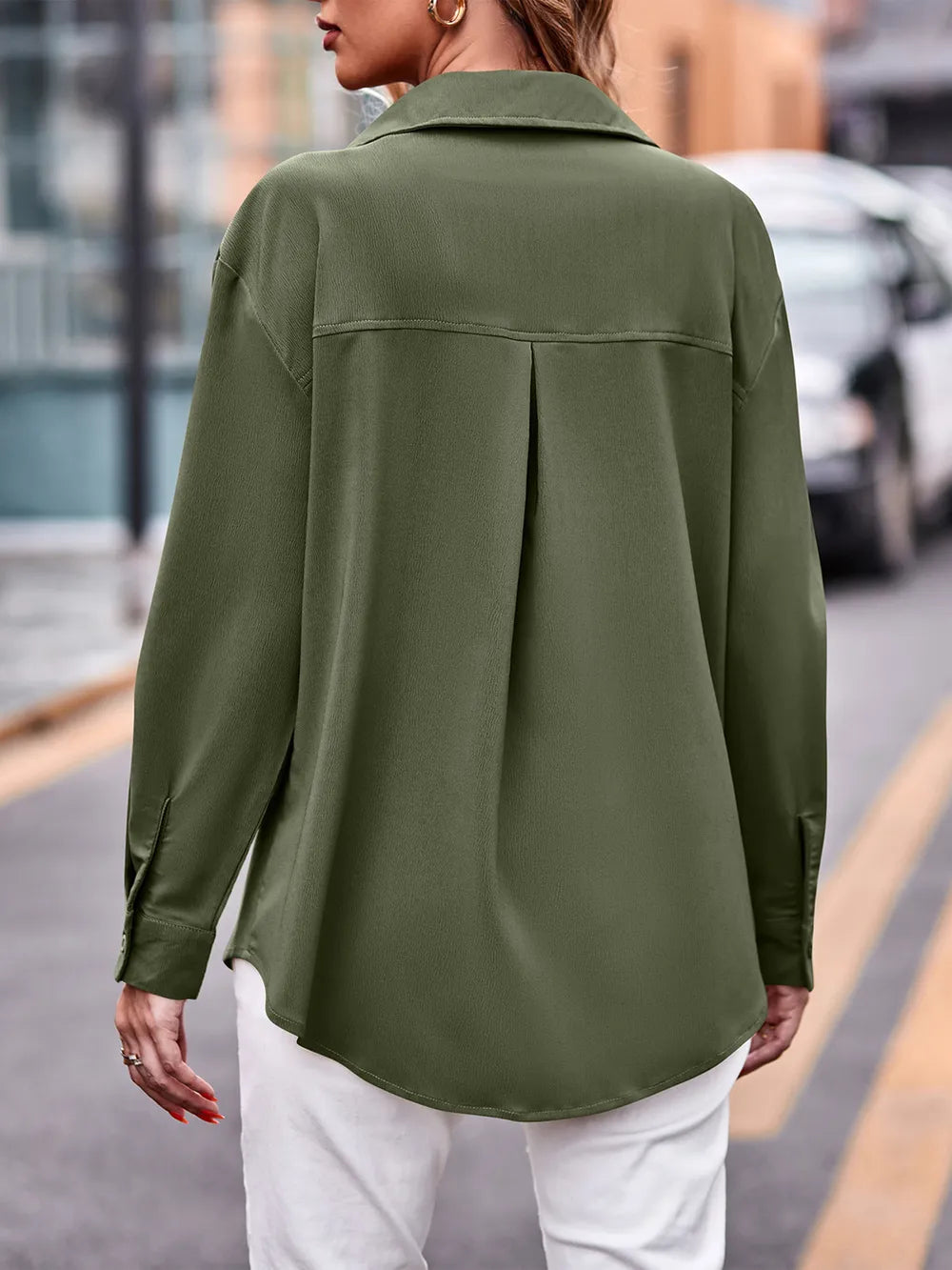 Casual and fashionable double pocket loose long sleeved solid color shirt - V.I.P Digital Presence