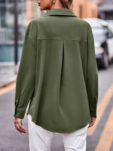 Casual and fashionable double pocket loose long sleeved solid color shirt - V.I.P Digital Presence