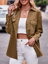 Casual and fashionable double pocket loose long sleeved solid color shirt - V.I.P Digital Presence