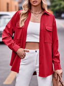 Casual and fashionable double pocket loose long sleeved solid color shirt - V.I.P Digital Presence