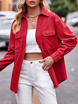 Casual and fashionable double pocket loose long sleeved solid color shirt - V.I.P Digital Presence