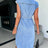 Casual collar sleeveless nail buckle open chest waist cinching lace up denim dress - V.I.P Digital Presence