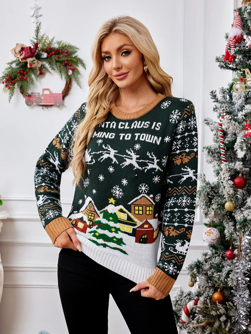 Casual round neck Christmas sweater with lazy style autumn and winter pullover sweater - V.I.P Digital Presence