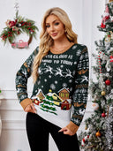 Casual round neck Christmas sweater with lazy style autumn and winter pullover sweater - V.I.P Digital Presence
