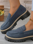 Casual sandblasted British style women's shoes with thick heels and retro design - V.I.P Digital Presence
