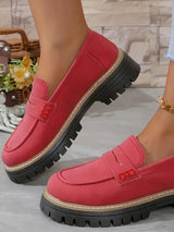 Casual sandblasted British style women's shoes with thick heels and retro design - V.I.P Digital Presence