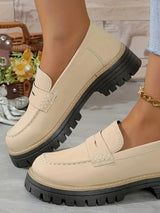 Casual sandblasted British style women's shoes with thick heels and retro design - V.I.P Digital Presence