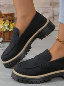 Casual sandblasted British style women's shoes with thick heels and retro design - V.I.P Digital Presence