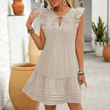 Casual solid color ruffled flying sleeve dress - V.I.P Digital Presence