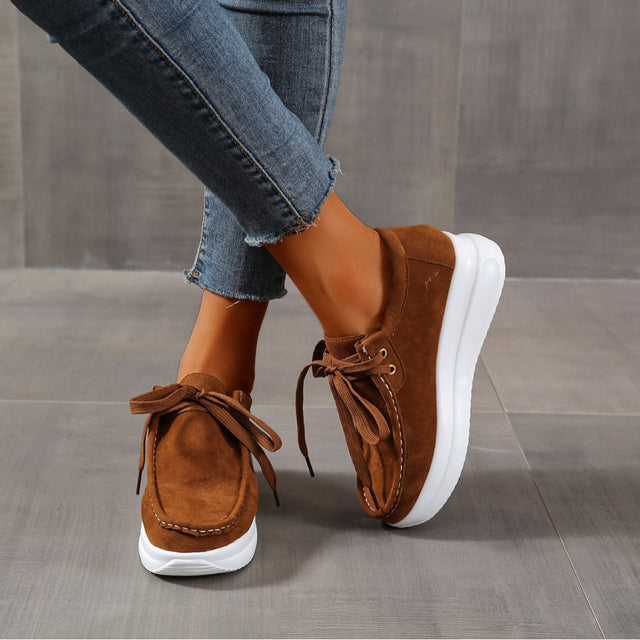 Casual sports single shoe round toe lace up flat bottom comfortable mesh women's shoes - V.I.P Digital Presence