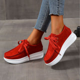 Casual sports single shoe round toe lace up flat bottom comfortable mesh women's shoes - V.I.P Digital Presence