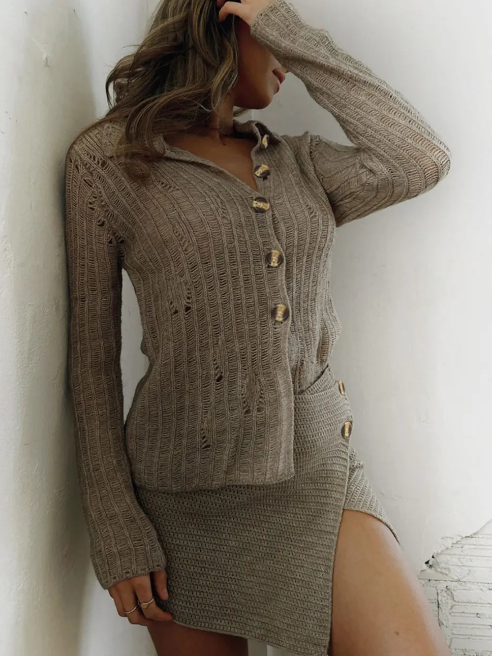 Casual versatile collar solid color sweater jacket cardigan - V.I.P Digital Presence