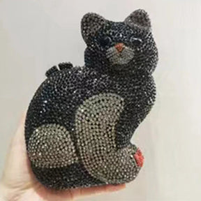 Cat Shape Women Crystal Clutches Bags Evening Purse White Rhinestone Gold Metal Clutch Party Mini Minaudiere Prom Chain Handbags - V.I.P Digital Presence