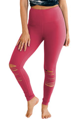 Rose Red Cut-out Skinny High Waist Leggings - V.I.P Digital Presence