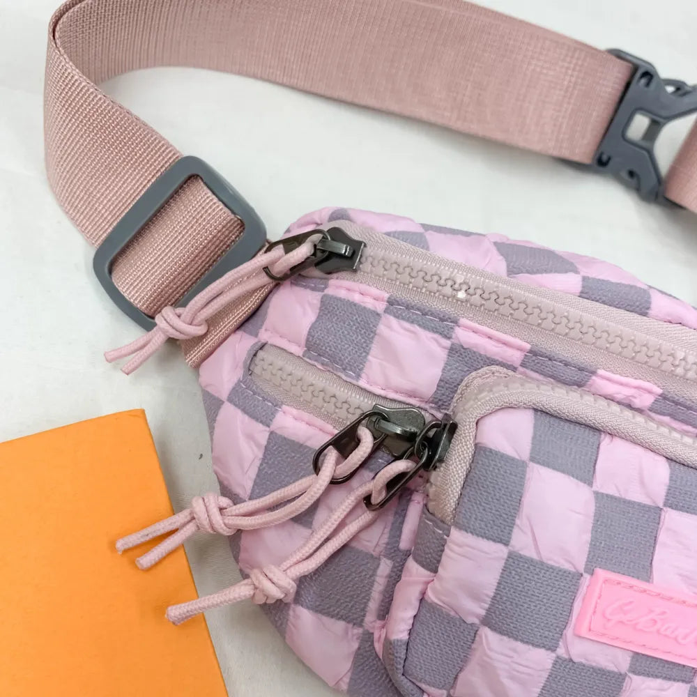 Checkered Adjustable Strap Nylon Crossbody Bag - V.I.P Digital Presence