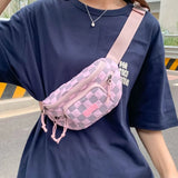 Checkered Adjustable Strap Nylon Crossbody Bag - V.I.P Digital Presence