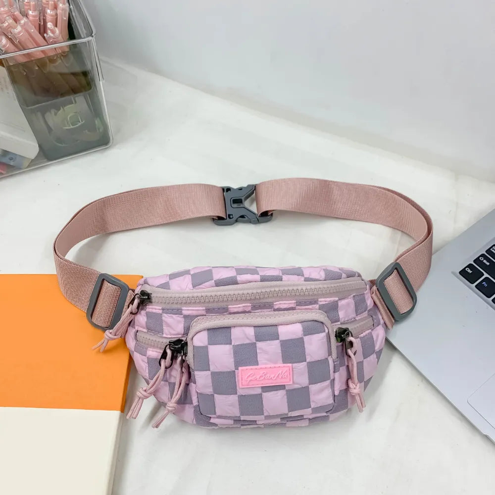 Checkered Adjustable Strap Nylon Crossbody Bag - V.I.P Digital Presence