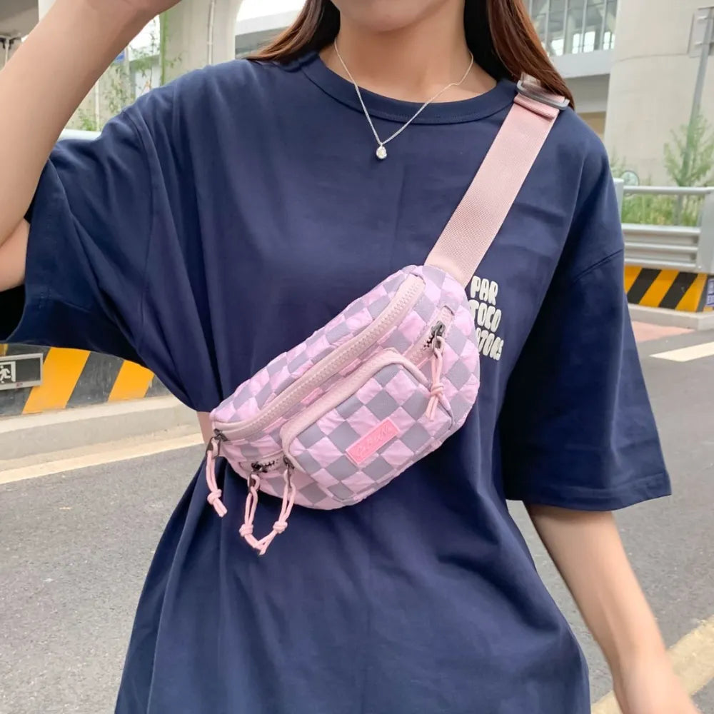 Checkered Adjustable Strap Nylon Crossbody Bag - V.I.P Digital Presence