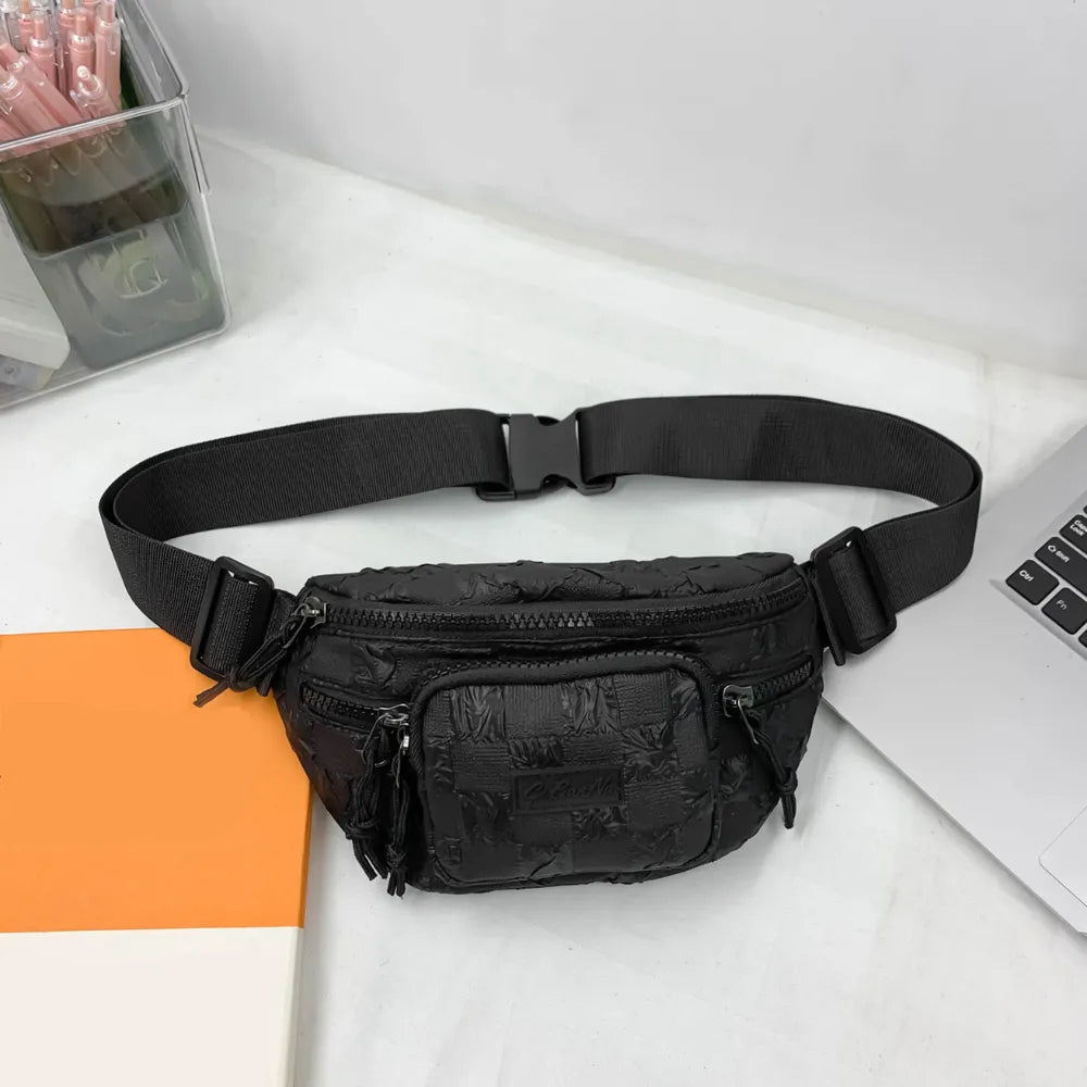 Checkered Adjustable Strap Nylon Crossbody Bag - V.I.P Digital Presence