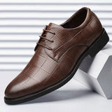 Checkered suit men's business leather shoes formal men's shoes versatile checkered casual wedding shoes - V.I.P Digital Presence