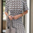 Chevron Round Neck Short Sleeve Knit Dress - V.I.P Digital Presence