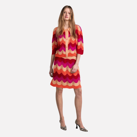 Collar striped contrasting knit shirt+half skirt set - V.I.P Digital Presence