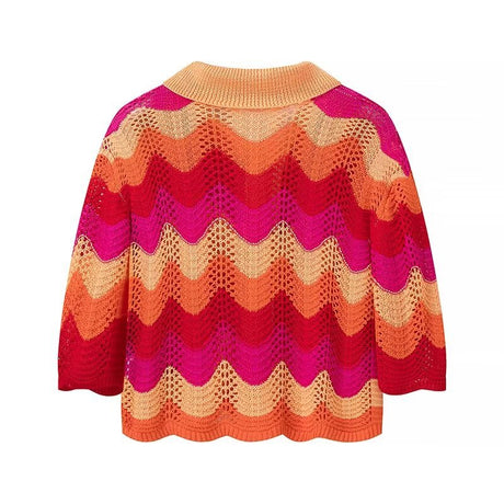 Collar striped contrasting knit shirt+half skirt set - V.I.P Digital Presence