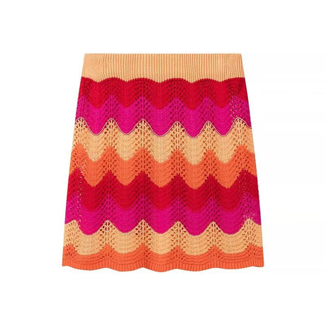 Collar striped contrasting knit shirt+half skirt set - V.I.P Digital Presence