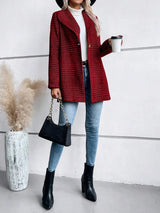 Collar woolen plaid coat with slim fit temperament - V.I.P Digital Presence