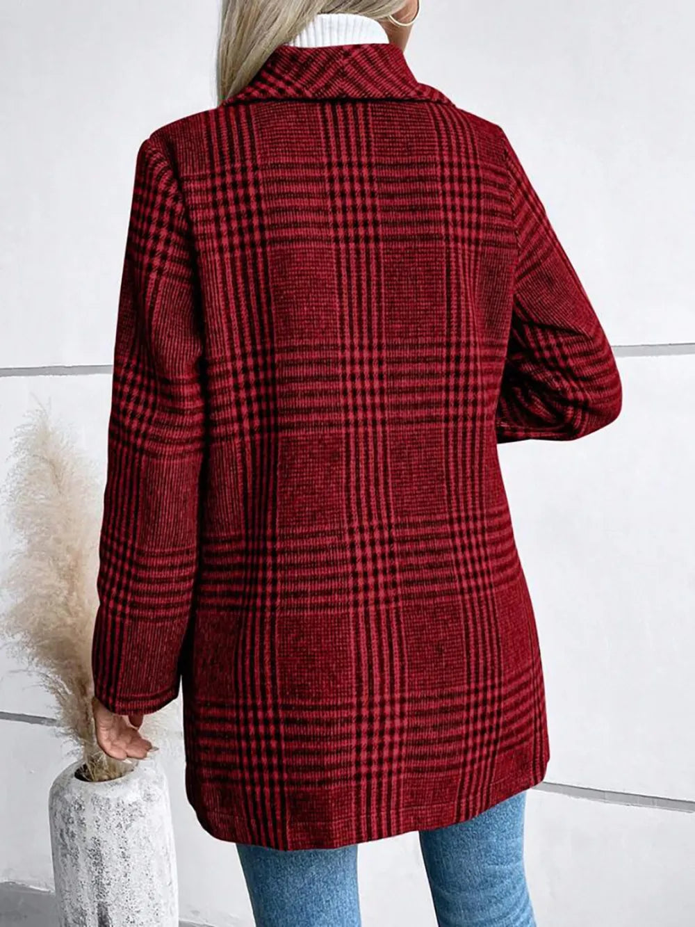 Collar woolen plaid coat with slim fit temperament - V.I.P Digital Presence