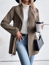 Collar woolen plaid coat with slim fit temperament - V.I.P Digital Presence