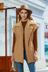 Collared Neck Button Up Vest Coat - V.I.P Digital Presence