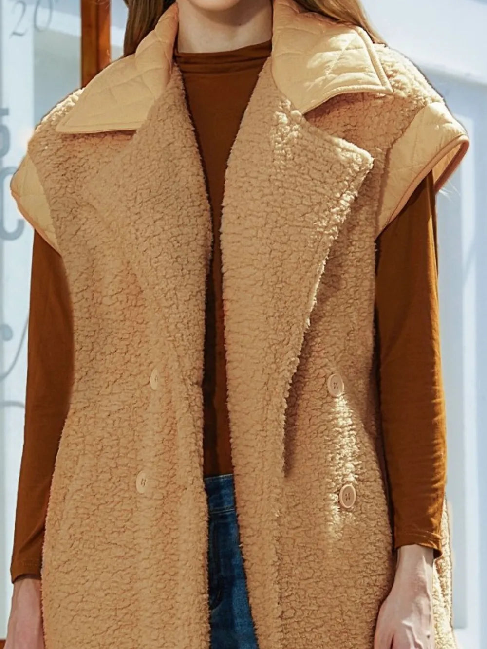 Collared Neck Button Up Vest Coat - V.I.P Digital Presence