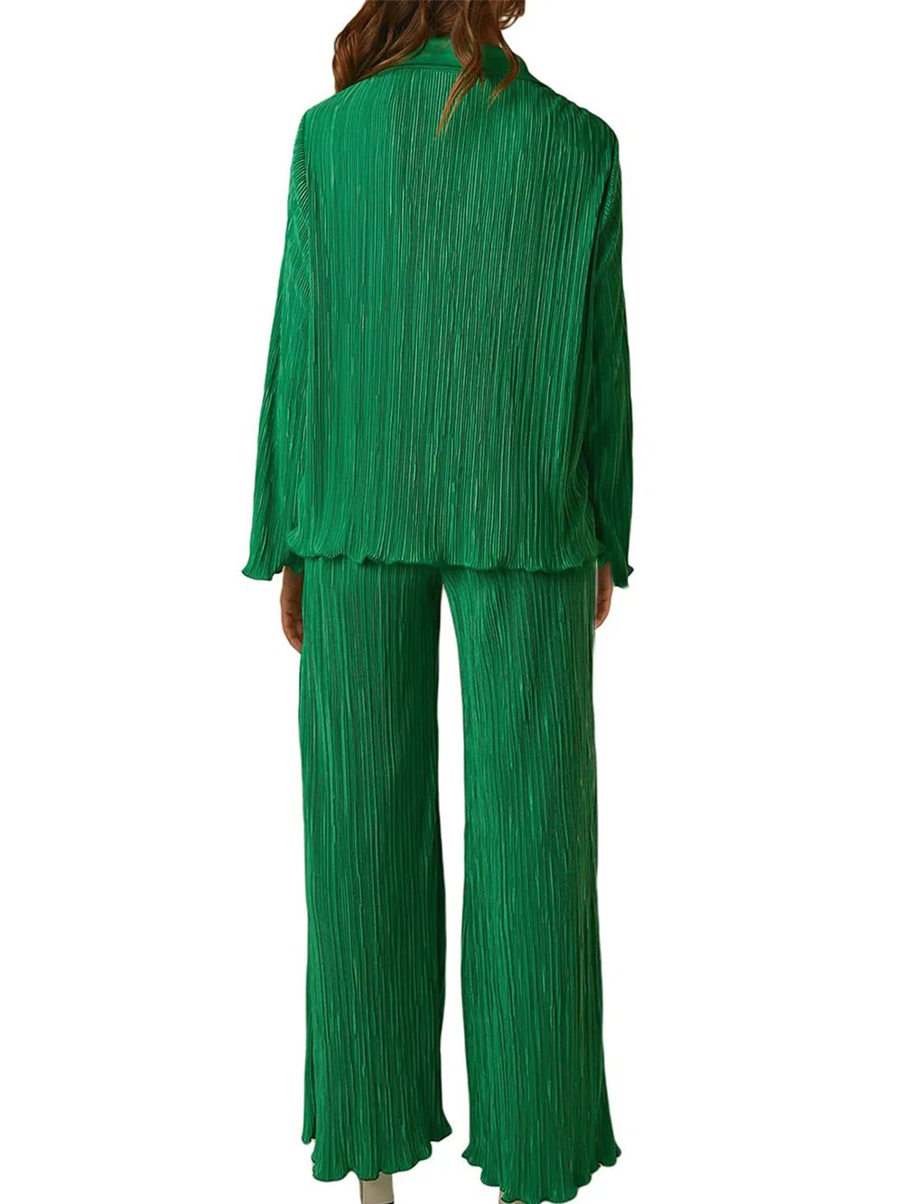 Collared Neck Long Sleeve Top and Pants Lounge Set - V.I.P Digital Presence