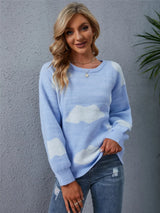 Color Block Round Neck Dropped Shoulder Sweater - V.I.P Digital Presence