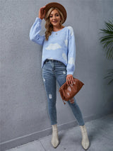 Color Block Round Neck Dropped Shoulder Sweater - V.I.P Digital Presence