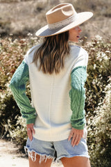 Color Block Round Neck Long Sleeve Sweater - V.I.P Digital Presence