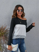 Color Block Round Neck Long Sleeve T-Shirt - V.I.P Digital Presence