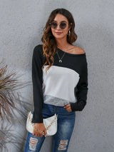 Color Block Round Neck Long Sleeve T-Shirt - V.I.P Digital Presence