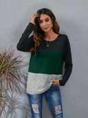 Color Block Round Neck Long Sleeve T-Shirt - V.I.P Digital Presence