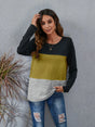 Color Block Round Neck Long Sleeve T-Shirt - V.I.P Digital Presence