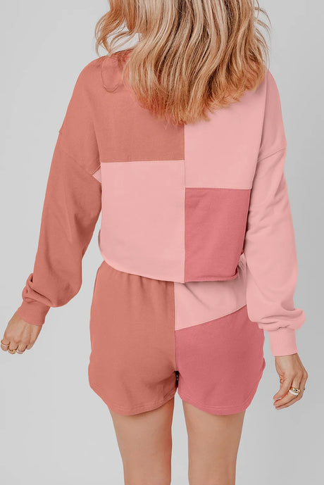 Color Block Round Neck Top and Shorts Set - V.I.P Digital Presence