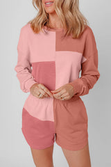 Color Block Round Neck Top and Shorts Set - V.I.P Digital Presence
