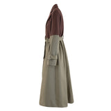 Color blocking patchwork windbreaker women's lace up waist cinched long jacket coat - V.I.P Digital Presence