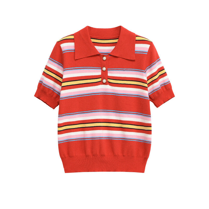 Color blocking striped knit sweater+skirt set for women - V.I.P Digital Presence